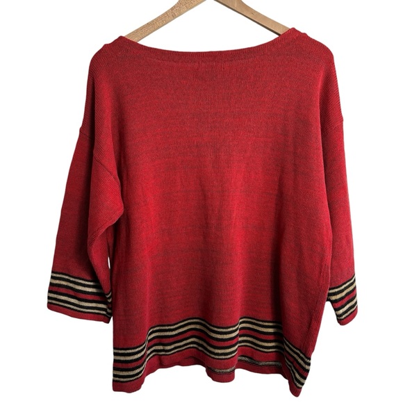 Chaps Southwest Aztec Print Boatneck Res Linen Blend Sweater XL Boho Boatneck - Picture 6 of 6